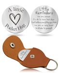 OUMILAN Pocket Hug Token Gifts for Men Boyfriend Girlfriend Inspirational Gift for Son Daughter Brother with Leather Keychain, Little Reminders, 3*3cm/1.18*1.18inch