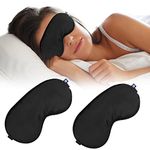 Boldfit Premium Silk Eye Mask For Traveling, Sleeping With Adjustable Strap, Blind Fold For Smooth&Comfortable Sleep-Black, Pack of 2