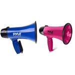 Pyle PMP21BL and PMP24PK Portable Megaphone Speaker Siren Bullhorn (Blue and Pink)