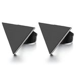 8MM Unisex Stainless Steel Black Flat Triangle Stud Earrings for Men and Women, 2pcs, Stainless Steel, not-applicable