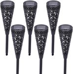 Noa Store Outdoor Solar Pathway Lights Set of 6 - Waterproof Landscape Lighting with Pattern Projection - Ideal for Garden, Driveway, and Backyard Decor - Yard Decoration Lights -Black, 5.7"x2.8"x2.8