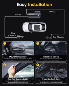GKU 4K Dual Dash Cam with 64GB SD Card – Front and Rear Car Camera