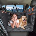 Hopidogie Back Seat Extender for Dogs, Detachable Hard Bottom Dog Car Seat Cover Supports 330lb, Nonslip Waterproof Car Seat Cover for Dogs, Dog Hammock for Car Truck SUVs