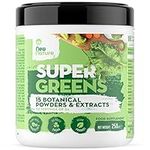 Super Greens by New Nature - a Blend of 15 Natural Superfoods Suitable for Vegetarians & Vegans for Daily Intake - Zero Artificial Ingredients & No Added Sugar, Blended in Germany (250g, 50 Servings)