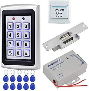 HFeng Set Kit Sistema Controllo Accessi alle porte Metallo Tastiera RFID + Controller Alimentazione DC12V 3A + NC Electric Strike Lock + Door Exit Button + 10 pz Scheda portachiavi