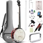 Banjo, Kmise 5 String Banjos with Remo Head Full Size 38 Inch Closed Back with Removable Resonator, Strings Pack, Finger Picks, Strap, Case, Tuner Set Accessories for Starter Adults Beginner