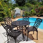 Lazy Susan Hannah 4 Seater Round Garden Table Set | Maintenance Free | Weatherproof | Cast Aluminium | 3 Year Guarantee | Antique Bronze Finish | April Chairs