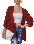 Nosunyi Sheer Chiffon Kimono Jackets for Women, Summer Beach Bikini Cover Ups Shawl Tops Wine Red 3XL