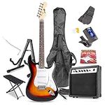 Max GigKit Full Size Electric Guitar Starter Kit inc 40W Combo Amplifier, Digital Tuner, Stand, Gig-Bag, Strap, Foot Rest, Strings, Picks and Cable, Sunburst