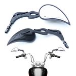 WTZMOTO Motorcycle Rear View Mirrors for Handlebar - Black Harley Davidson Mirrors, New Aftermarket Parts Compatible with Scooter, Moped, Street Bike, Dirt Bike, Touring, Cruiser, Chopper