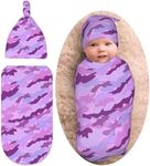 Camo Pink Newborn Swaddle Blankets Baby Stuff Soft Swaddle Sack Swaddling Blanket with Beanie Sets Gifts for Infant Boys Girls