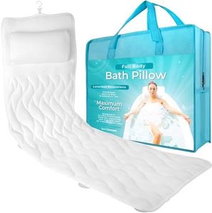 BASIC CONCEPTS Full Body Bath Pillow, Bathroom Tub Thick Pillow for Neck and Back Support, Extra Thick Bathtub Cushion & Bathtub Pillow Headrest, Bathtub Accessories for Women Men, 22 Suction Cups