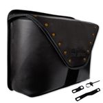 THE BIKERZ | Zipper Flap Riveted Side Bag for Motorcycle | Side Bag for Bike | Universal Saddle Bag Waterproof/Bag for Royal Enfield / (Black)