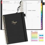 EMSHOI 2025 Planner 8.5 x 11, 3-Tier Funnel Down Appointment Book, Hourly Planner, JAN 2025 - DEC 2025 Planners for Women Work, Monthly Tabs, Spiral, PVC Cover, Note Pages, Pocket, Black