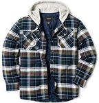 CQR Men's Quilted Lined Flannel Hooded Shirt Jacket, Soft Warm Long Sleeve Outdoor Cotton Plaid Shirt Jackets