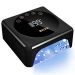BETE Cordless LED Nail Lamp, 78W Rechargeable UV Nail Light, Intelligent Infrared Sensor and LCD Display Wireless Nail Lamp, Portable Nail Dryer Gel Polish Light with 5 Timer Setting (Black)