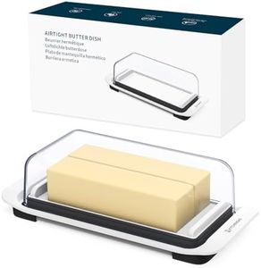 KITCHENDAO Large Airtight Butter Dish with Lid for Countertop and Fridge, Butter Keeper, Plastic Butter Holder Tray for 2 Sticks East Coast/West Coast/European Style/ Kerrygold Butter/ Cream Cheese