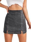 Floerns Women's Casual Split Hem High Waist Denim Skorts Skirt Shorts Grey Wash XS