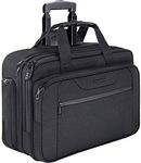 KROSER Rolling Laptop Bag Wheeled Briefcase Fits Up to 17.3 Inch Laptop Water-Proof Overnight Roller Case Computer Bag with RFID Pockets for Travel/Business/Men/Women-Black