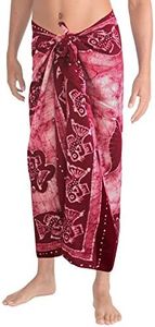 LA LEELA Men's Sarong Bath Swimsuits Pareo Wraps Beach One Size Poppy
