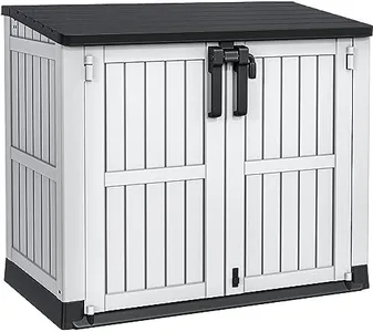 YITAHOME 36 cu ft Resin Outdoor Storage Shed, Weather-Resistant Horizontal Tool Shed, Waterproof Outdoor Storage with Lockable Doors & Air Vent for Trash Cans, Garden Tools (Light Gray)