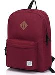 Vaschy Lightweight Backpack,20 Liters Classic Waterproof Collapsible Daypack for Sports and Traveling,Teenagers School Book Bag with Bottle Side Pockets Burgundy