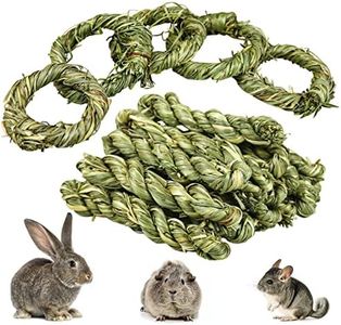 Episkey 20 Pcs Rabbit Chew Toys, Natural Timothy Grass Ring Bunny Molar Grass Stick Toys Small Animal Boredom Breaker Activity Play Chew Toys for Bunny Rabbits Hamster Guinea Pigs Chinchilla