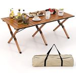 COSTWAY 3FT/4FT Folding Picnic Table, Aluminum Roll Up Camping Table with Carry Bag and Anti-slip Foot Pads, Outdoor Indoor Low Height Dining Table for Travel Party BBQ Hiking (4FT/120CM)