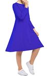 Kids Girls Swing Skater Dress Long Sleeve Flared Top Infants School Uniform Costume Fancy Dresses Party Formal 3-4 5-6 7-8 9-10 11-12 13 Years Winter Birthday World Book Day (3-4 Years, Royal Blue)