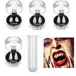 4 Pair Halloween Vampire Fangs with Adhesive, Reusable Vampire Teeth for Halloween Party Cosplay Favors Dress Up Accessories Prop Decoration Gift (13/15/17/19mm)