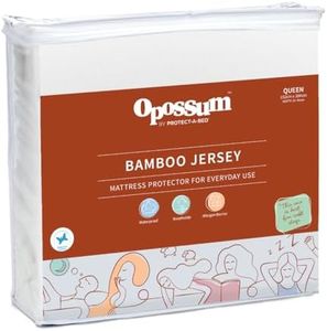 Opossum by Protect-A-Bed Bamboo Jersey Waterproof Fitted Mattress Protector, King Bed Size