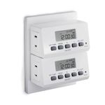 BN-LINK Digital Timer Outlet 24-Hour Programmable Digital Outlet Timer 2 Pack 2 On/Off Programs 2-Prong Mini Indoor Easy Set Stackable Plug-in for Lights Lamps Fans Accurate 8A/1000W 1/3HP