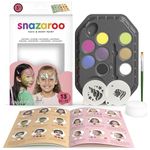 Snazaroo Unicorns & Butterflies Face Painting Palette Kit for Kids & Adults, 8 Colours, 13pcs, Stencils, Brush, Sponge, Guide, Water Based, Easily Washable, Non-Toxic, Makeup, Body Painting & Parties
