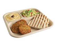 SANWALSA 3 Compartment, Eco-Friendly Disposable Bagasse Plates, Pack of 15 - Off White