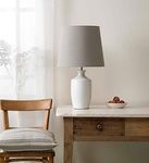 Village At Home Ernest Table Lamp, Ceramic, B22, 60 W, White with Grey Shade