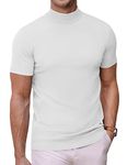 COOFANDY Mens Half Turtleneck Pullover Knitted Thermal T-Shirts White Slim Fit Underwear Tops Medium