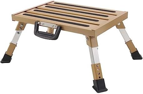 GarfatolRv RV Steps Aluminum Adjustable Stable Step with Portable Handle Supports Up to 1000 lb(Gold)