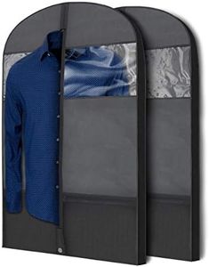 Plixio Gusseted Garment Bags Suit Bag for Travel and Clothing Storage of Dresses, Dress Shirts, Coats— Includes Zipper Pockets and Large Transparent Window