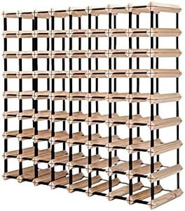 Glasshaus 8-Tier Wine Rack, 72 Bottles Storage Standing Bottles Holder Organiser, Wine Storage Shelf, Wooden Storage System Cellar Organiser Stand