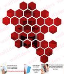 Wall1ders 31 Hexagon with 10 Butterflies Red (Each Hexagon Size 10.5 cm x 12 cm) Hexagon mirror wall stickers, mirror stickers for wall, acrylic mirror wall decor sticker, wall mirror stickers, hexagonal mirror wall sticker.