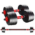 Dumbbells and Barbell 20KG Weight Set - Adjustable Dumbbells Set with Connecting Rod - Training Equipment for Men and Women for Home Training, Lifting, Fitness, Gym, Workout etc.