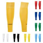 LION SPORTSWEAR Football Sock Sleeves To Accompany Grip Socks - Fits Over Calf/Shin Pads - Variety Of Colors To Match Your Team Kit (Amber, One Size)