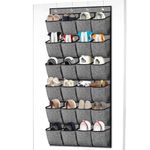 Shoe Organizer,Over the Door Hanging Shoe Rack Organizer for Closet Door,Zapateras Storage Holder with 24 Large Pockets & 4 Sturdy Hooks for Kids Women Men Shoes,Slippers,Cruise,Dorm,Sneakers (Black)