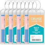 Teskyer 8 Pcs Cruise Luggage Tag Holder, Waterproof, Clear, Durable, Cruise Luggage Tags with Zip Seal & Steel Loops, Cruise Accessories