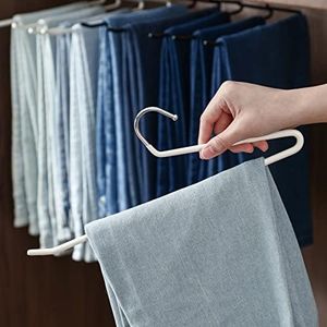 SHIMOYAMA Open Ended Pants Hangers, 5 Pack, Trouse Hangers, Upgraded Single Rod Slack Hanger, Semi-Open Jeans Hangers, White