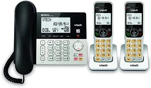 VTech VG208-2 DECT 6.0 2-Handsets Corded/Cordless Phone for Home with Answering Machine, Call Blocking, Caller ID, Large Backlit Display, Duplex Speakerphone, Intercom, Line-Power