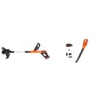 BLACK+DECKER 20V MAX Cordless String Trimmer with Power Drive Transmission, 2-Speed Control & 20V MAX Cordless Blower, 130 MPH, Lightweight Sweeper for Hard Surfaces and Mulched Areas (LSW221-CA)