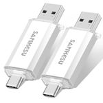 SANKESU 2 Pack USB C Flash Drive 128GB, USB 3.0 Flash Drive with Type A and Type C Port, USB C Memory Stick External Data Storage 2 in 1 OTG for Android Phone, PC, Laptop, MacBook