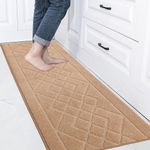 BEQHAUSE Kitchen-Rugs Non Slip Machine Washable Kitchen Mats Absorbent Kitchen Runner Rug & Floor Mats Soft Standing Mats for Kitchen,Sink & Laundry,Beige,50x150cm