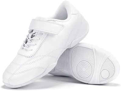 Stelle Girls Cheer Shoes White Youth Cheerleading Dance Sneakers Kids Athletic Tennis Shoes for Competition Training (White,12ML)
